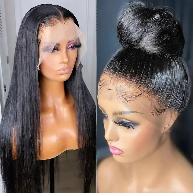 Bling Hair Straight 360 Lace Frontal Human Hair Wigs HD Transparent Lace Melt All Skins Wig Raw Virgin Hair 150% Density backtoschool, Hd Lace Wig, Natural Look