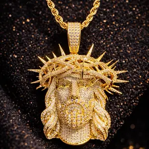 Iced Out Jesus Chain | Diamond Look Pendant Necklace Hip Hop Jewelry (Gold/Silver)