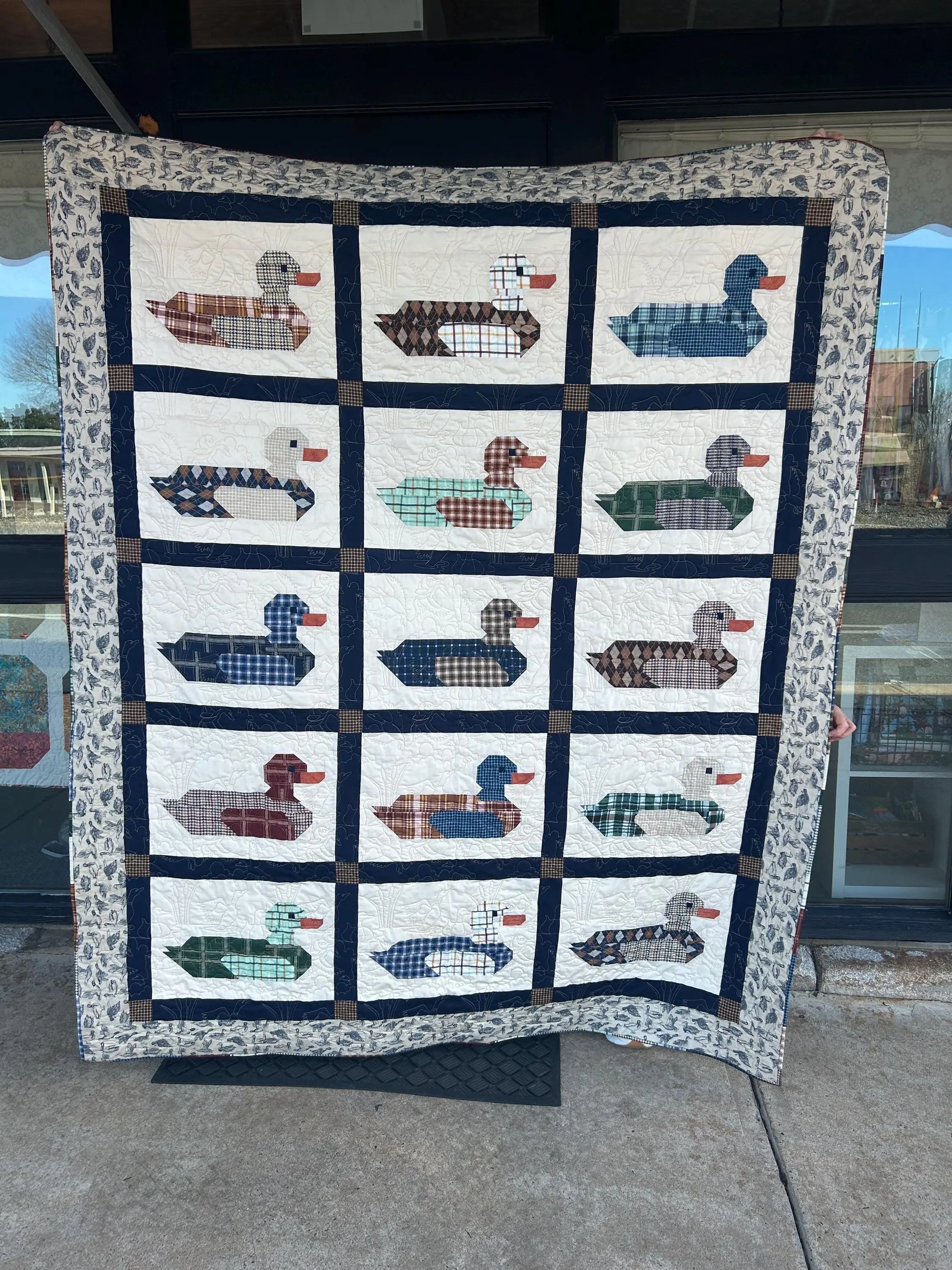 Plaid Mallard Ducks Quilt Pattern