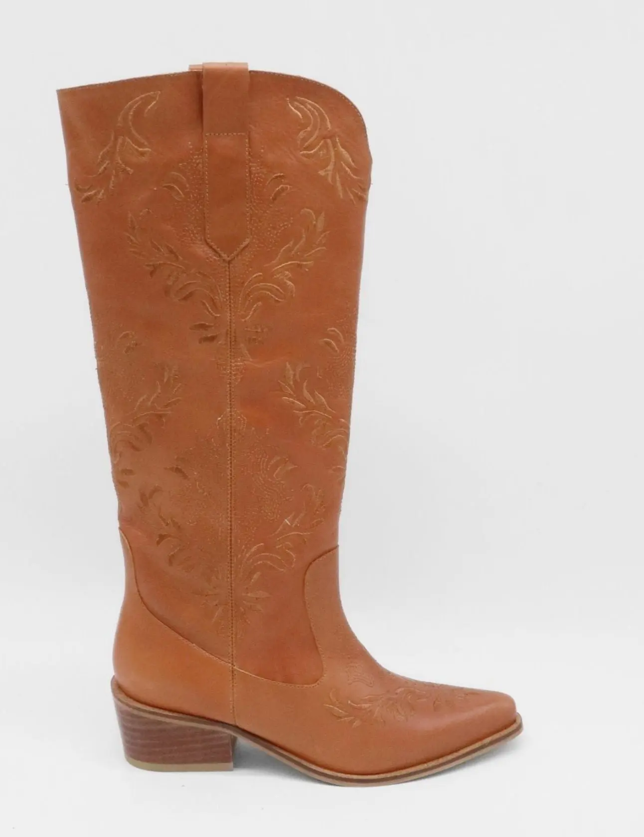 Stivali Jolene western cowboy boots in cognac leather