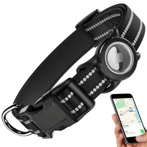 Airtag Dog Collar with Waterproof AirTag Case, Reflective Soft Padded & Safety Air Tag Pet Collar Adjustable for Large Dogs, Medium-sized Dogs, Puppy