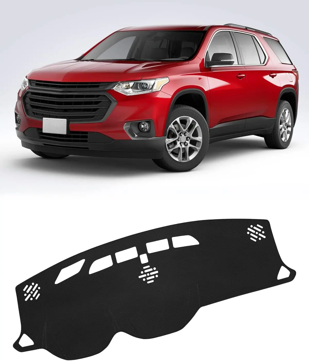 KUST Dashboard Cover for Chevrolet Traverse 2018-2023, Car Accessories Auto Parts Accessories, Easy Installation Nonslip Mesh Protector, No Glare Sunshade Mat, Black, Prevent Aging