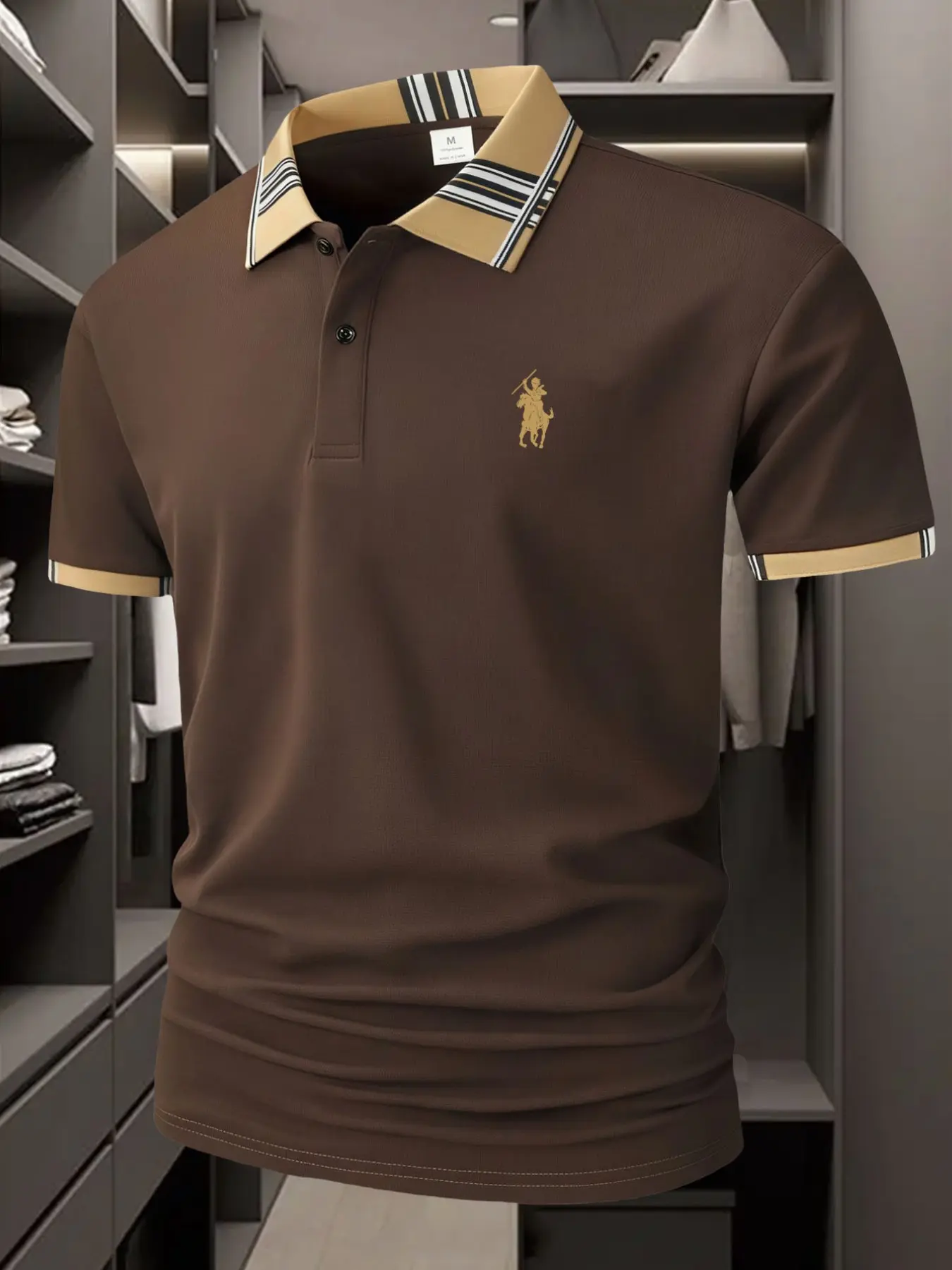 Horseback Hunting [Golf Style] Men's Professional Polyester Polo Shirt Sports and Leisure Stylish Comfortable Classic Short Sleeve Men's Wear resistant and Durable Multi color In