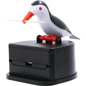 Little bird toothpick dispenser, creative push-type toothpick bird dispenser, toothpick holder. (black)