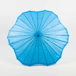 32" Turquoise Paper Parasol Umbrella, Scallop Blossom Shaped with Elegant Handle