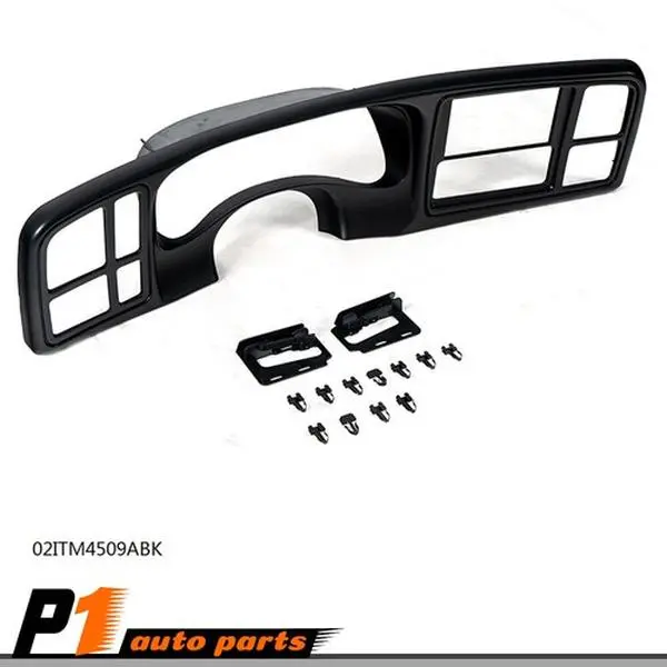 Double DIN Truck Dash Kit, Black ABS Car Accessory, Car Interior Moulding, Truck Accessories for Chevy Silverado & GMC Sierra 1999-02 Car Console Cover