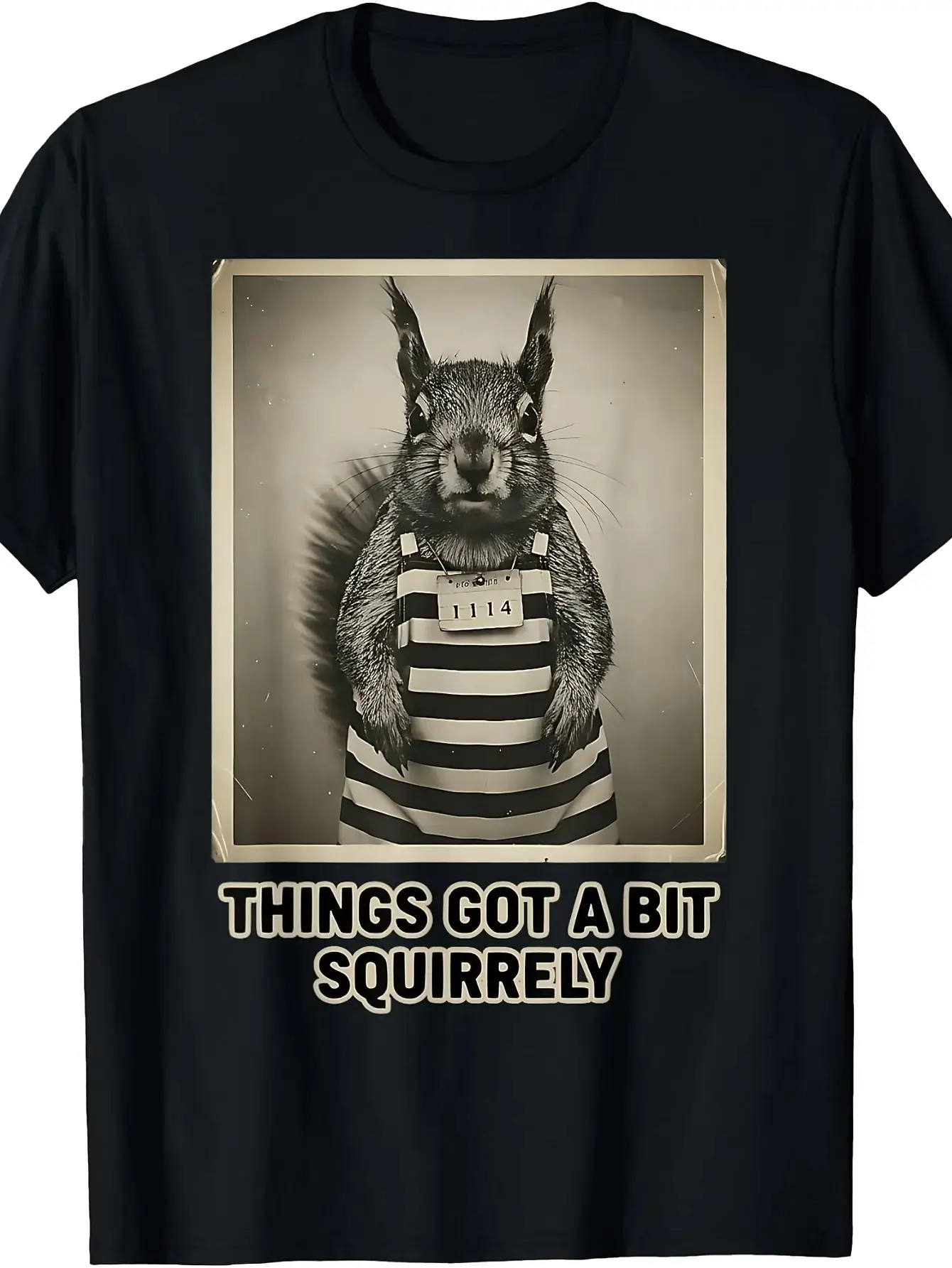 Men's Short-Sleeve Breathable Classic Streetwear T-Shirt - Funny Naughty Squirrel "Got a Bit Squirrely" Pun Humor Top for Layering