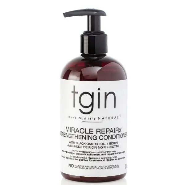 tgin Miracle RepaiRx Strengthening Conditioner with Black Castor Oil to Repair Damage, Hair-Moisturizing for Color Treated Hair, Cruelty-Free, 13 oz, Artificial Color Free, Color & Chemically Treated