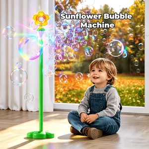 Sunflower Design Bubble Machine with Colorful Lights, Automatic Flower Bubble Maker, Outdoor Fun Toy for Kids, Perfect Gift for Summer