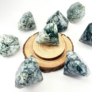 【Star Gate】1 count "Moss Agate Diamond Shapes: Captivating Patterns and Earthy Tones"