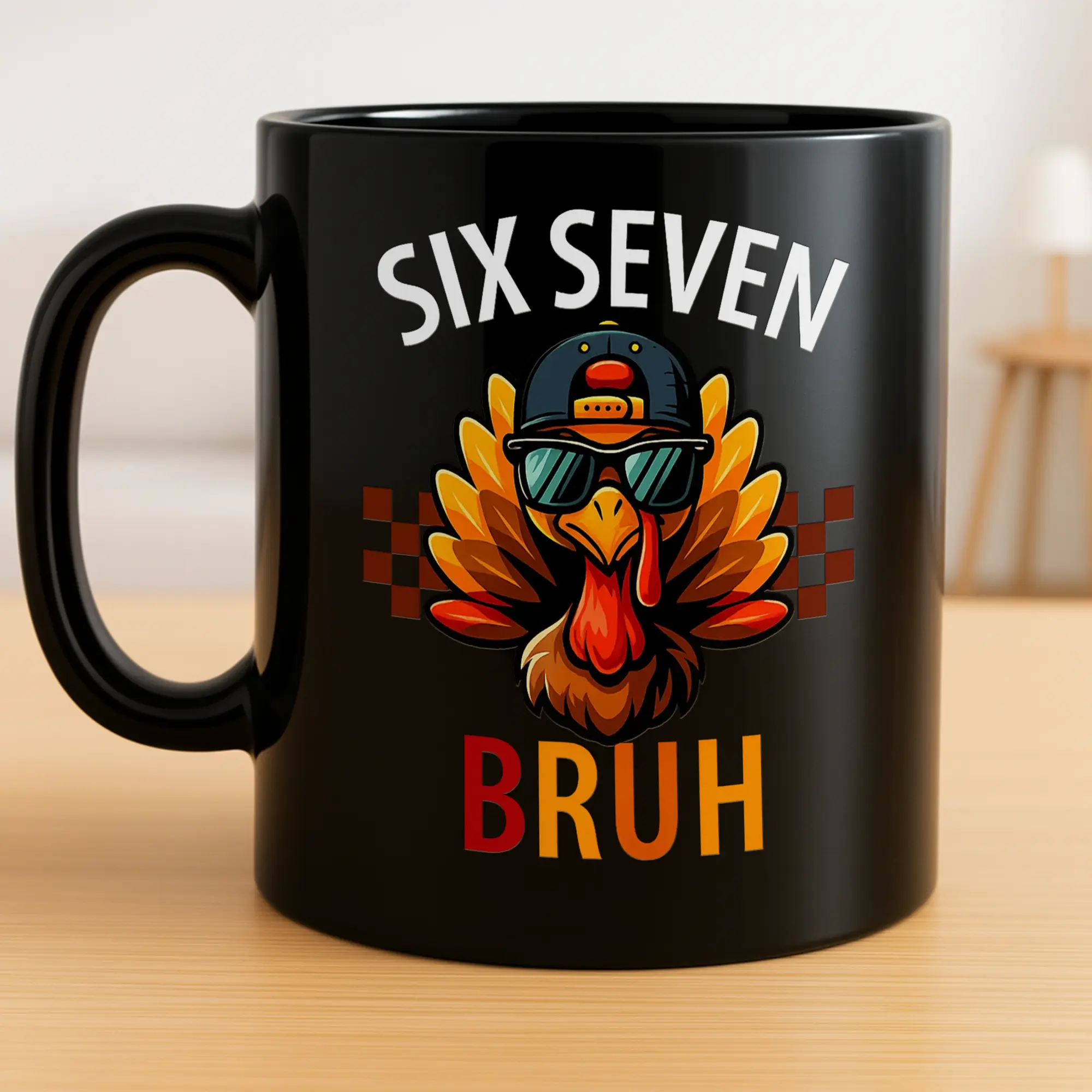 Gift - Six Seven Bruh 11oz Ceramic Mug, Funny Turkey Coffee Cup for Thanksgiving Lovers, Cool Gift for Friends, Family, and Coworkers