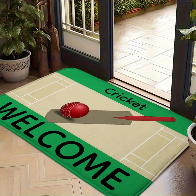 Welcome Door Mat Cricket Sports Theme Entryway Rug Non-Slip Indoor Floor Mat 40x60 50x80 60x90 80x120cm