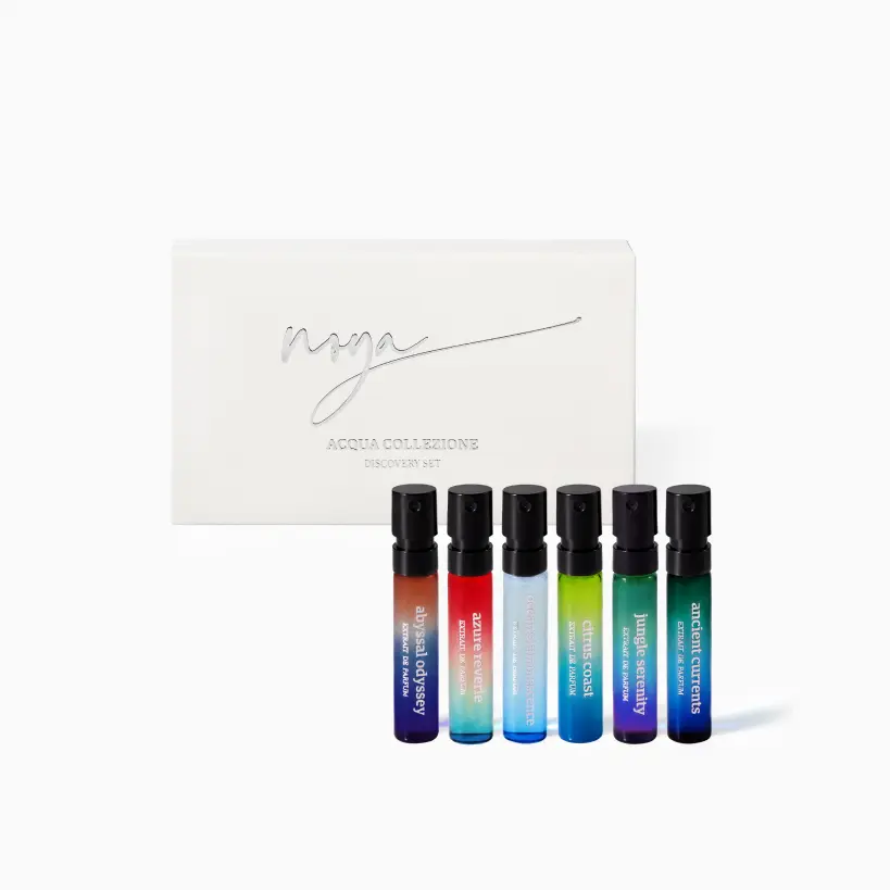 Acqua Collezione Discovery Set Extrait De Parfum 6 x 2ml by House of Noya - Fresh Aquatic Discovery Set (Ocean’s Luminescence, Ancient Currents, Abyssal Odyssey, Azure Reverie, Jungle Serenity, Citrus Coast)