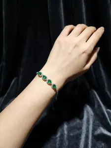 Ethnic 5pcs Gourd Jadeite Bracelet 925 Silver Plated Lucky Feng Shui Jewelry for Women