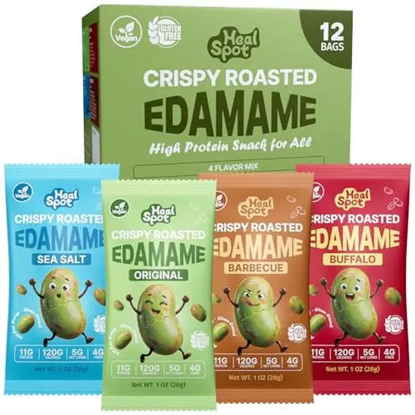Healspot Edamame Beans 11g High Protein Snacks, Crunchy, Low Carb|High Fiber|NON-GMO|Reduced Sodium Snacks Roaseted Edamame, Healthy Snacks for adults and Children, Family&Office&Lunch-Box Snacks