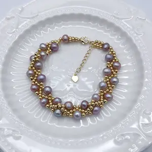 Purple rainbow bracelet/ fresh water pearl/Handmade Pearl Bracelet/Beaded Pearl Bracelet/Pearl Bracelet for Women/Pearl Bracelet for Women