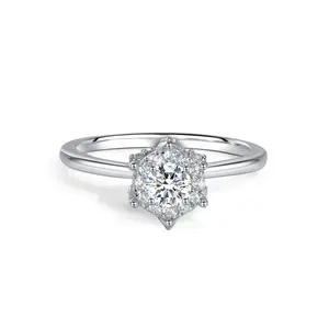 【#15】 (Bella)  925 Sterling Silver  Synthetic Moissanite rings