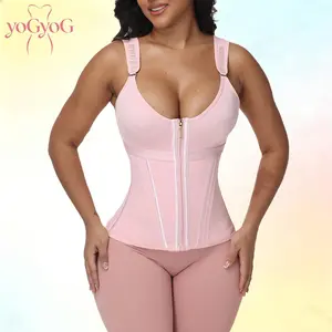YoGYoG Women’s Waist Trainer Corset with Zipper & Hooks, High Compression Bra Tummy Control Waist Cincher, Sport Daily Wear Body Shaper Fit Adjustable