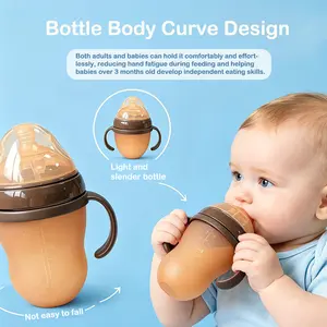 Yruizeup Silicone Baby Bottle with Handles - Anti-Colic, BPA-Free, Breast-Like Nipple for Newborns & Toddlers