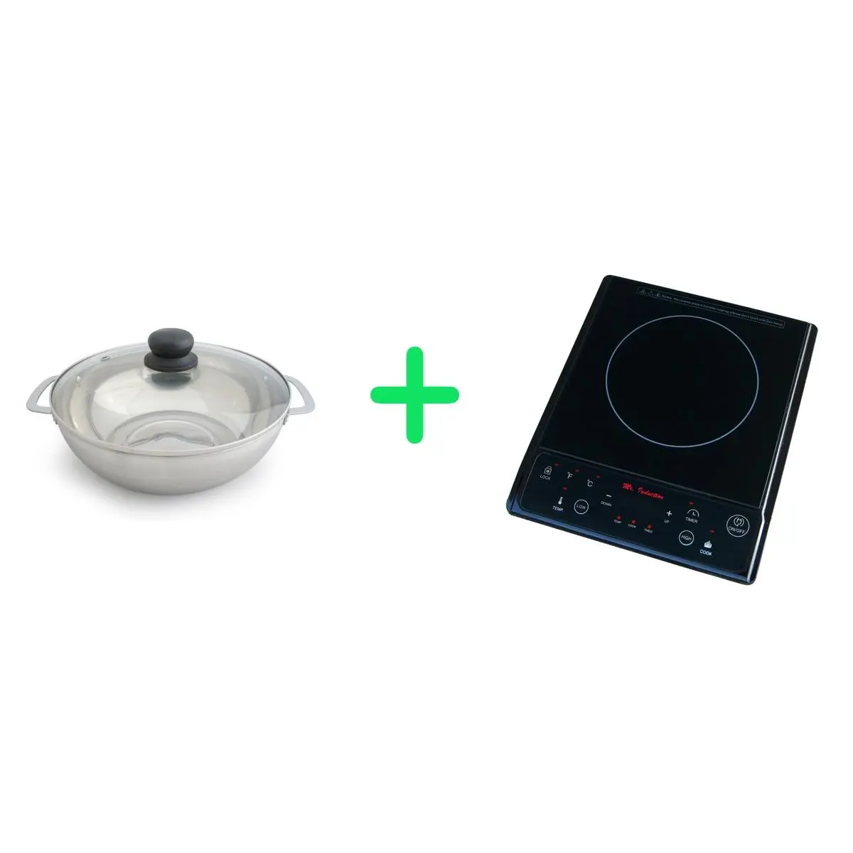 SPT SR-964TB-42B Induction Cooktop Combination Set - 1300W (1100 to 1399W), 3.5L Stainless Steel Pot with Glass Lid, Portable Countertop Small Induction Hobs for Kitchen Appliances