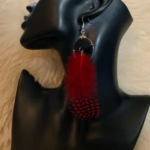 30mm Hoop Leather & Spotted Feather Earring’s