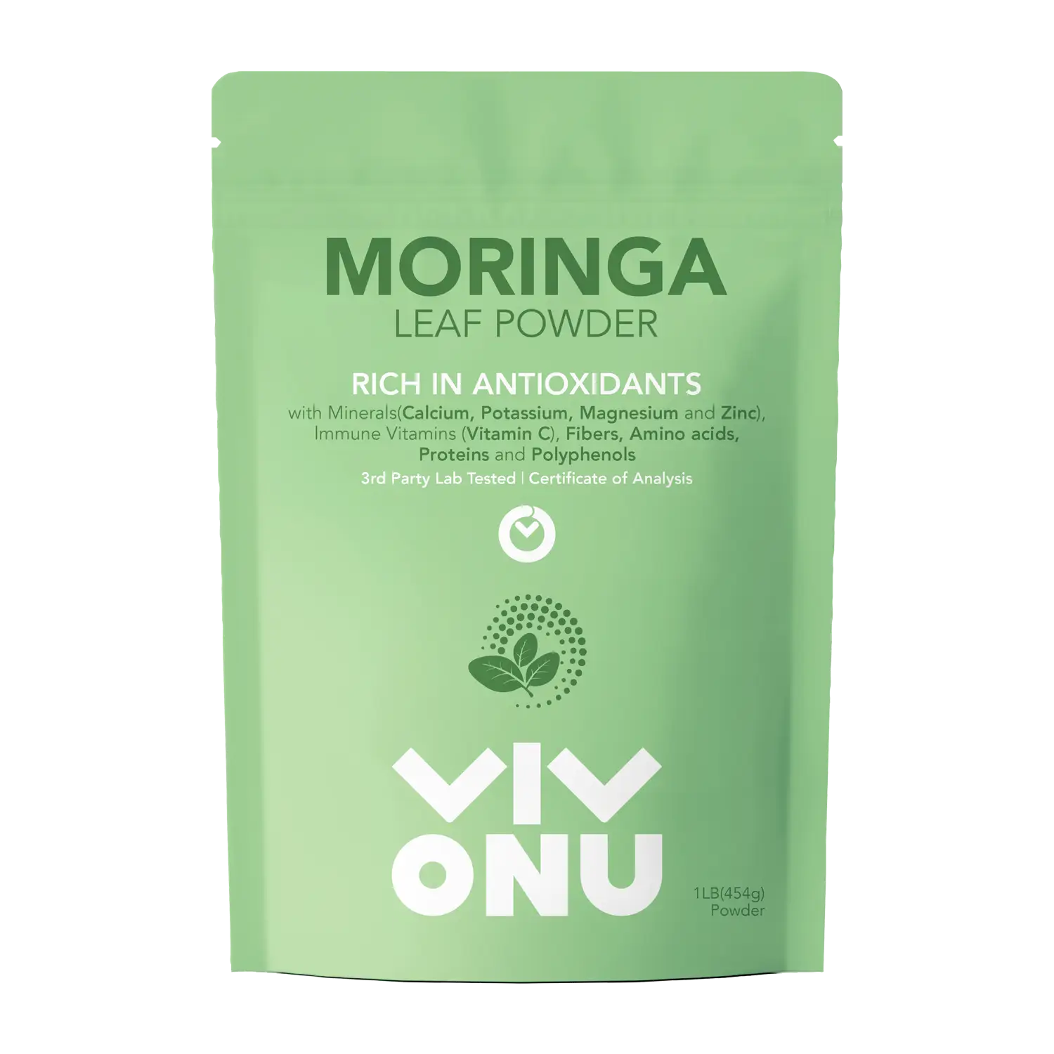 VivoNu Organic Moringa Powder (1 Pound) Moringa Oleifera Leaf Powder | Extra-Fine Quality |Perfect for Smoothies, Drinks, Tea, & Recipes |Natural Supe