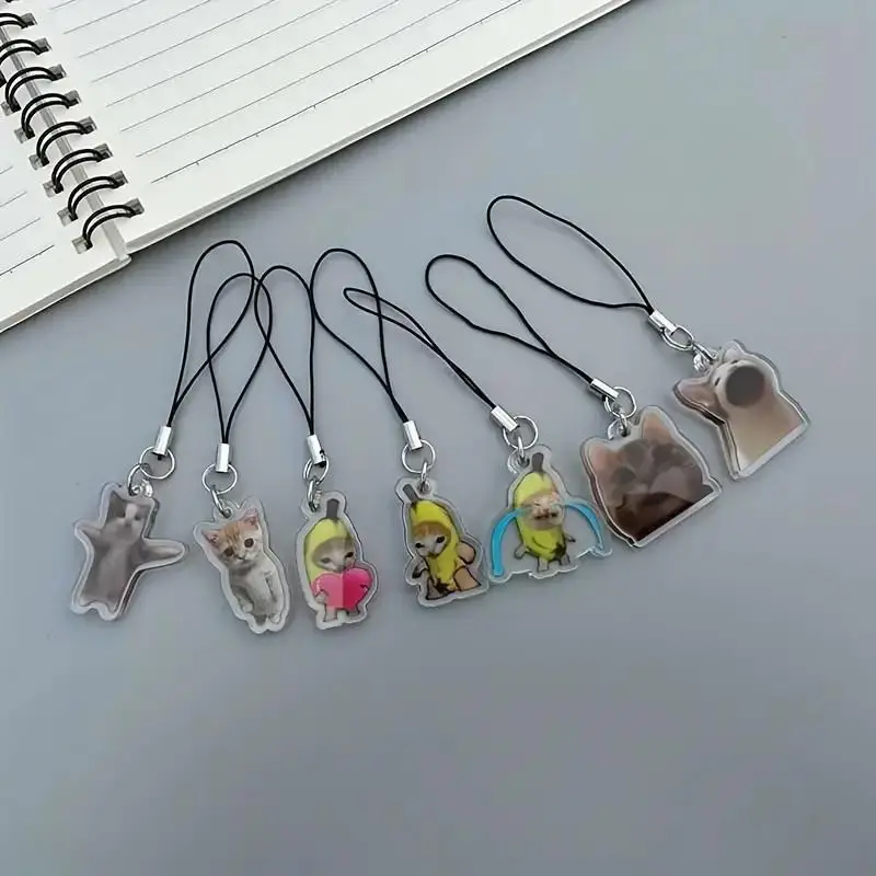 Cute Cat Theme Phone Charm, Cartoon Animal Phone Decoration, Random Mobile Phone Pendant Ornament for Daily Use