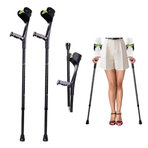 Upgraded Heightened Forearm Crutches(1 Pair), Aluminium Elbow Crutches, Forearm Crutches for Adults, Arm Crutches for Walking, 10-Level Adjustable Height, Lightweight, Anti-Dorp Cuff,Non-Slip
