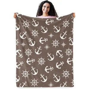 Nautical Throw Blanket, Sailing Gifts for Men Women, Nautical Anchor Decor Soft Blanket for Couch Bed 60" X 50"