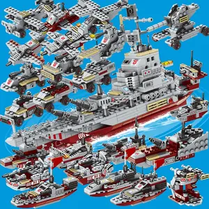 Assembly Building Blocks Set, Building Block Sets, Battleship Aircraft Carrier Model Toys, Military Ship & Plane Playset, Educational Kids Toy Gift