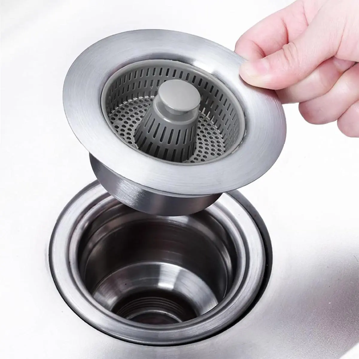Kitchen Sink Drain Filter & Pop-up Sink Water Stopper, 3-in-1 Upgraded Universal Sink Filter with Anti Clogging Basket, Drain Cover, Anti Clogging Dra