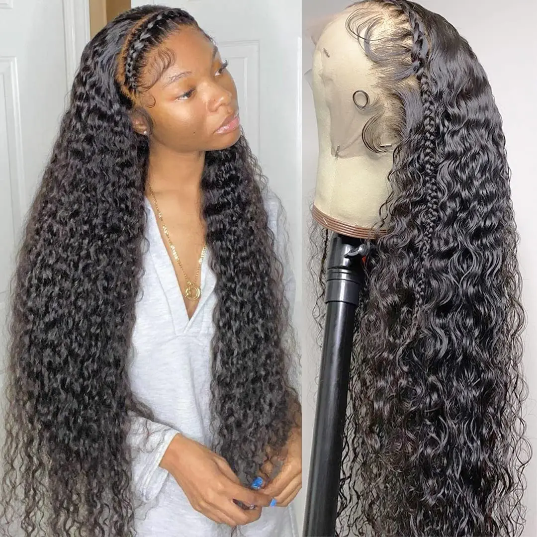 Bling Hair 180% Deep Wave Human Hair HD Lace Frontal Wig Pre Plucked Brazilian 13x4 13x6 Transparent Lace Frontal Wigs for Women Deep Wave Curly Wig 30 Inches Clearance Sale