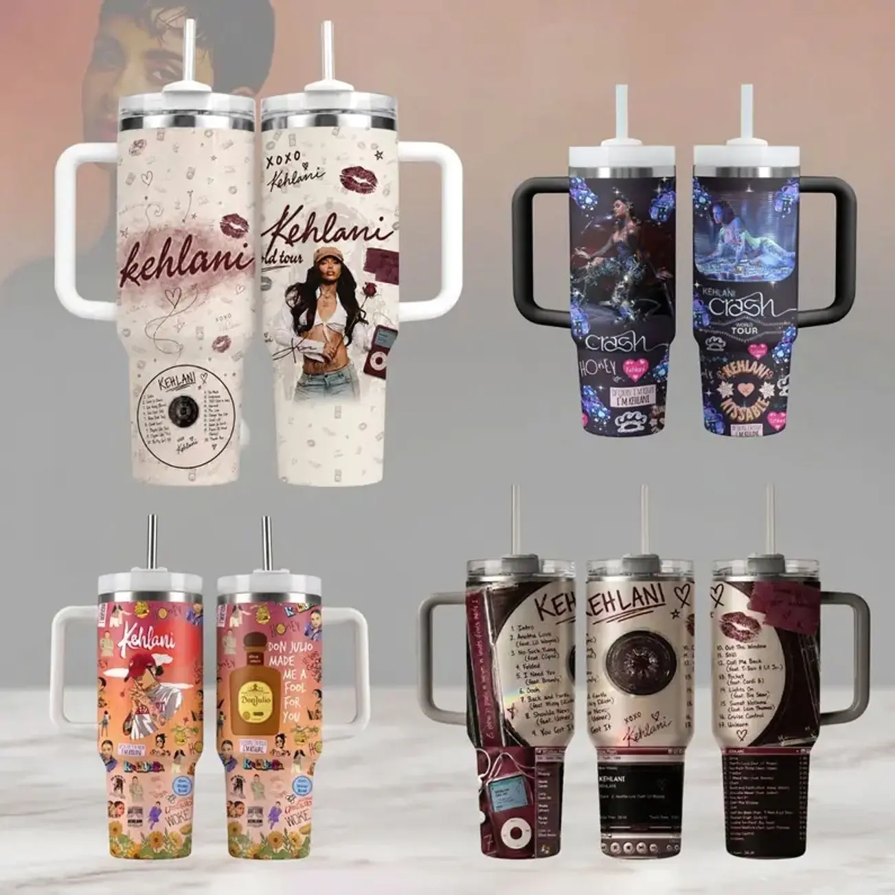 Kehlani 20oz/30oz/40oz Tumbler, R&B Singer Album Collage Insulated Travel Cup With Straw, Gift for Fans