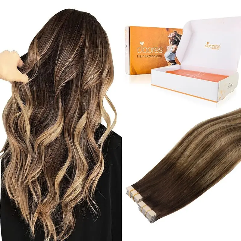 Doores Tape in  Remy Human Hair Extensions Natural Straight 14-24" Length for Everyday Use#SummerFinds