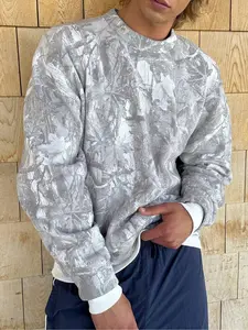 Men's All over Print Crew Neck Long Sleeve Fitted Casual Sports Shirt, Trendy American Streetwear, Hip Hop, Gym, Outdoor, College Style, Sweatshirts