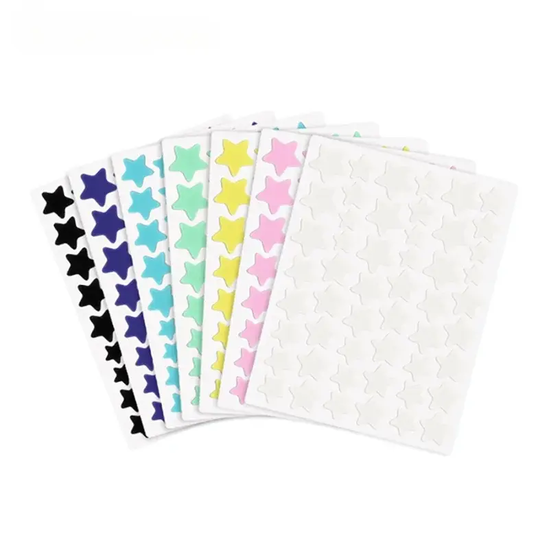 Invisible Colored Star Face Decor Stickers - Sensitive Skin-Friendly Fashion Accessory for Costume Makeup, Five Random Colors
