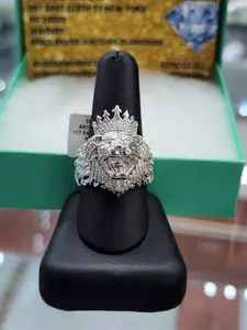 Sterling Silver 925 Lion Ring with Crown – Royal Men's Jewelry