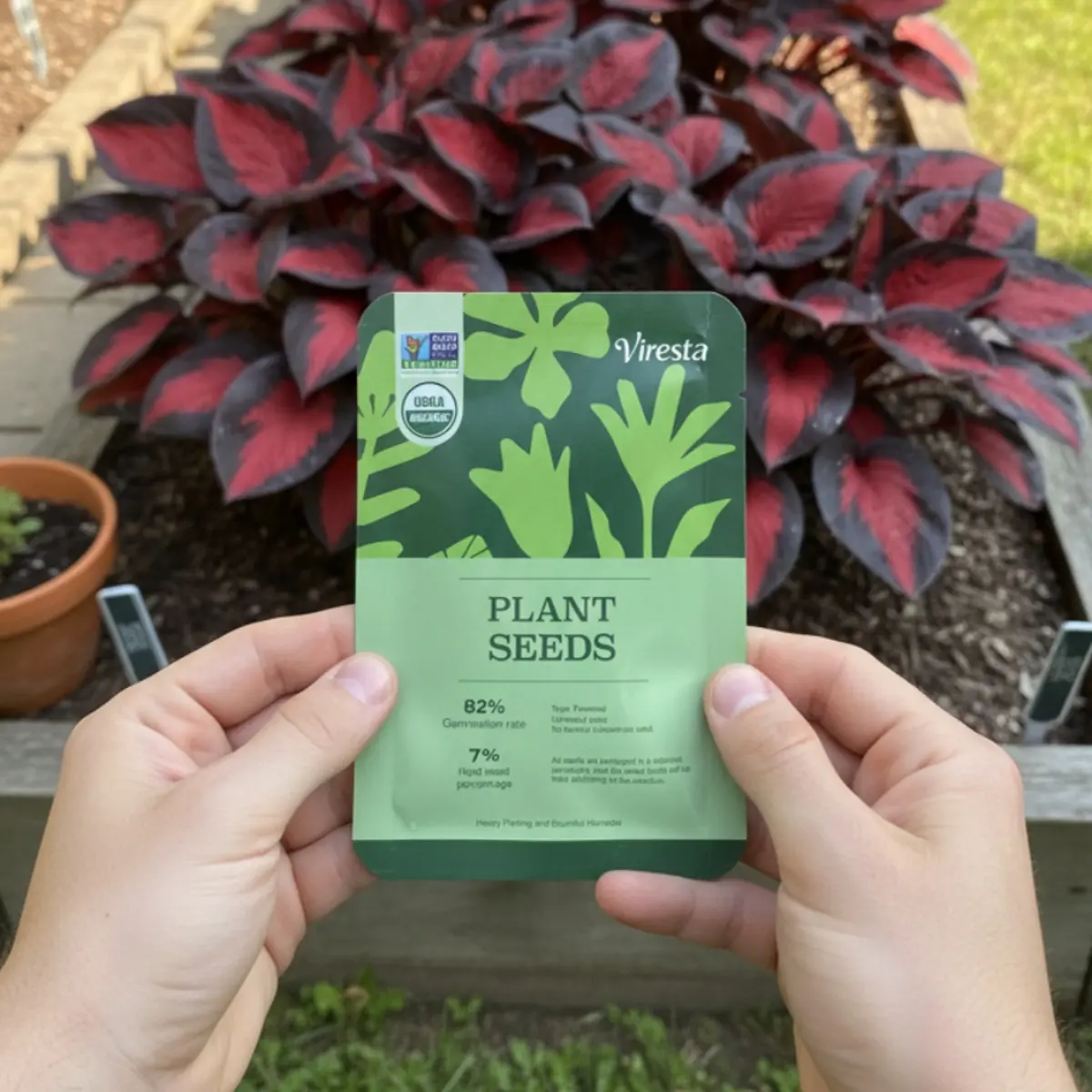 Black-Red Hosta Flower Seeds, Exotic Bicolor Dramatic Foliage Perennial Plants, Shade-Tolerant, Easy to Grow, Adds Strong Visual Texture, Great for Borders, Ideal for Home Gardeners, Suitable for Decorative Containers
