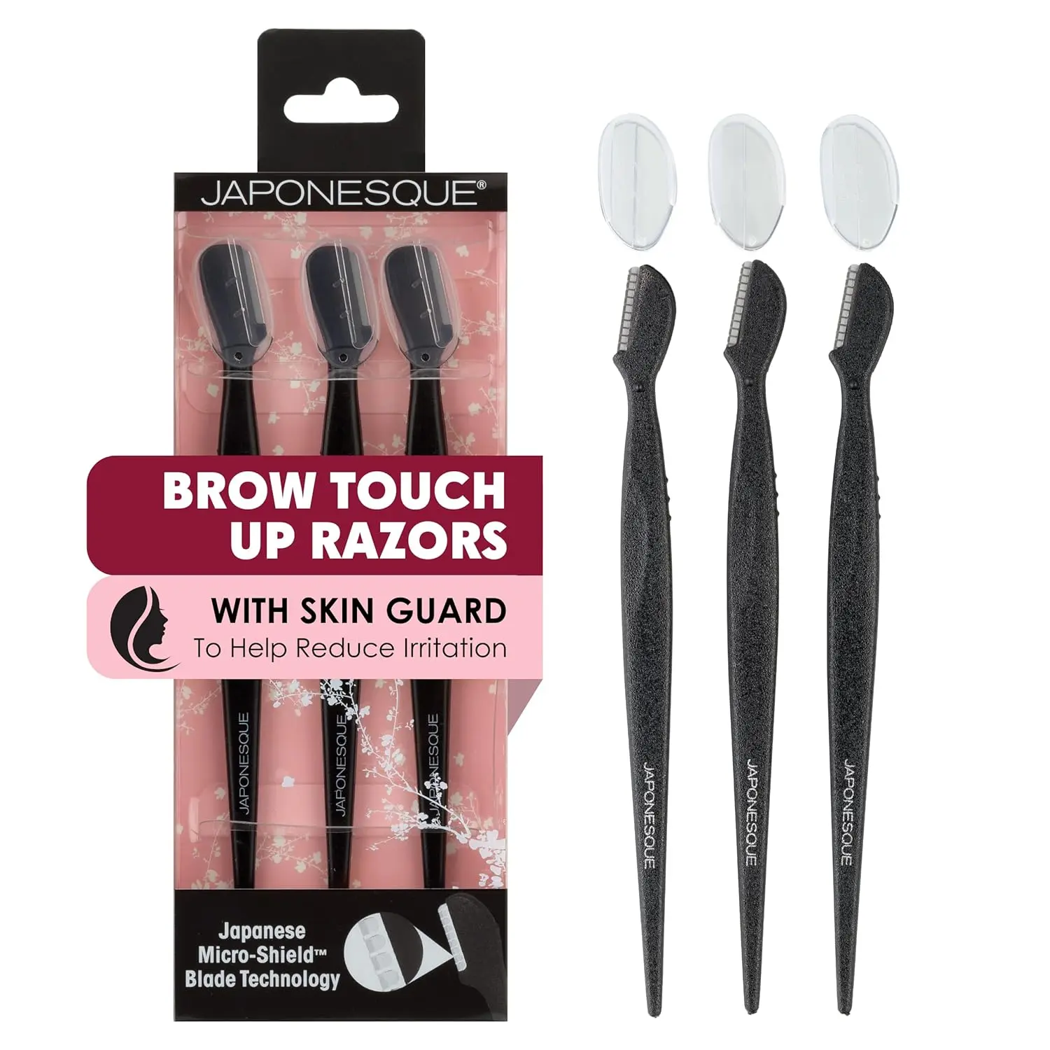 Eyebrow Razor with Ultra-Sharp Stainless Steel Blades, for Removal of Facial Hair on Women. Also acts as a Dermaplane Razor to Remove Peach Fuzz & Exfoliate the face -Travel Cap Included