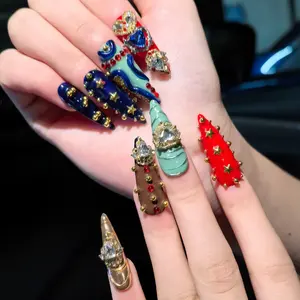 Galaxy Molten Nails: Crimson Shimmer & Starlight Motifs - Regal Elegance!