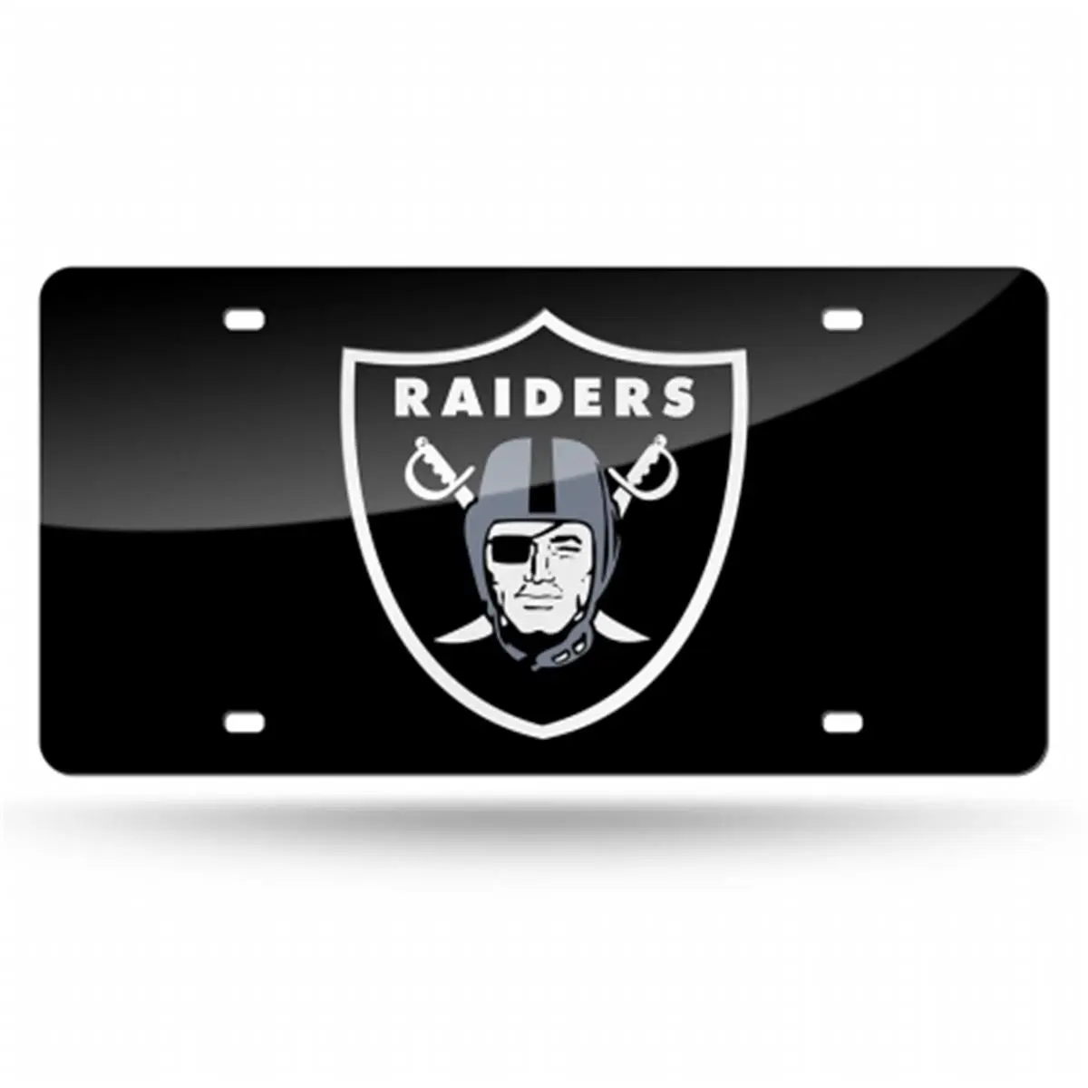 212 MAIN Oakland Raiders Acrylic Mirrored Laser-Cut Colored Car License Plate Cover, 6x12 in, Sports Collectibles Accessory with Team Logo