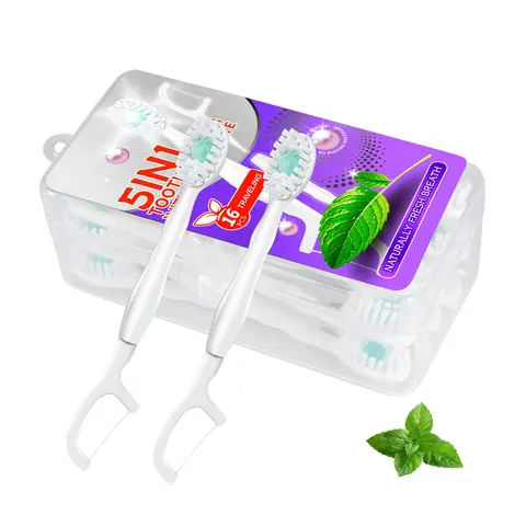 1 box of 16 disposable mini toothbrushes with Freshening Beads, no need for water, portable multi-function travel oral care toothbrush, fresh teeth cleaning Oral Care Supplies