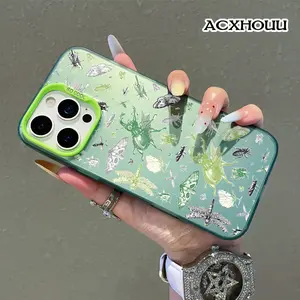 Compatible for iPhone 17 16 Pro Max 15 Plus 14 13 12 11 XR XS Case Screen Protector Vintage Bug Sketch Shockproof Military Grade Protection