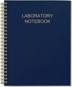 Lab Notebook/Laboratory Notebook - (.25" Grid Format), Laboratory Notebook Quad Ruled Science Lab Book for Chemistry, Physics, 8" x 10", Spiral Bound, Flexible Cover, Blue