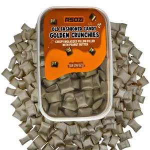 Peanut Butter Pillows Old Fashioned Candy-1lb Golden Crunchies Molasses Peanut Butter Candy, in Resealable Bags - Perfect for the Holidays and Gifts 16oz by ASOZI