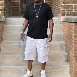 Men's summer Cargo Shorts long Menswear Casual Clothing Cotton