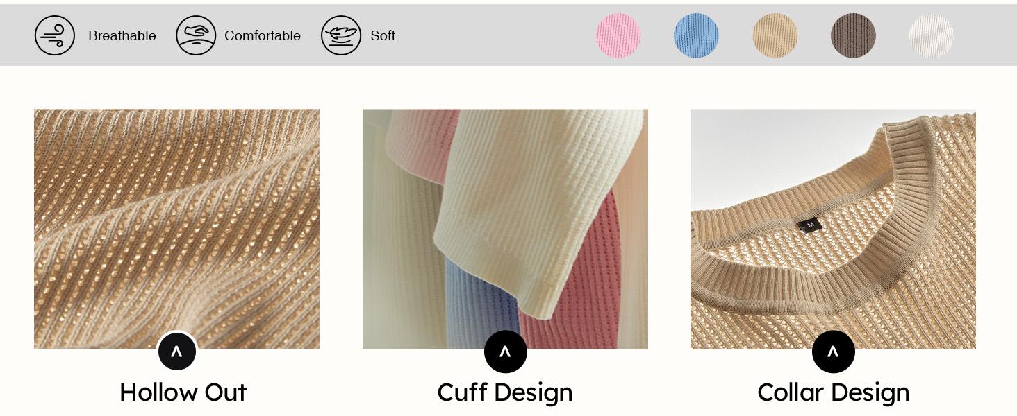 Arach&Cloz Womens 100% Cotton 3/4 Length Sleeve Sweater Crochet Tops Shirts Casual Blouses Resort Wear Summer 2026