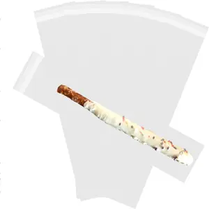 2 X 9 Inch Resealable Cellophane Bags,Clear Pretzel Rod Favor Bags,Self Sealing Cello Plastic Sleeves for Pretzel Stick Candy  (100 Pcs)