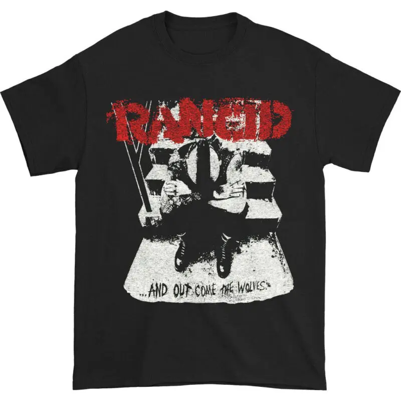 RANCID Band Tee And Out Come The Wolves Black One Side T-Shirt Fullsize Casual Cotton Fabric Menswear