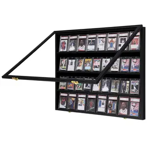 IHEIPYE 36 Graded Sports Card Display Frame - Baseball Card Display Case Lockable - Trading Card Collector Wall Display Holder for Basketball Football Hockey Cards, 98% UV Protection Acrylic,Black(1Pc or 2Pcs)